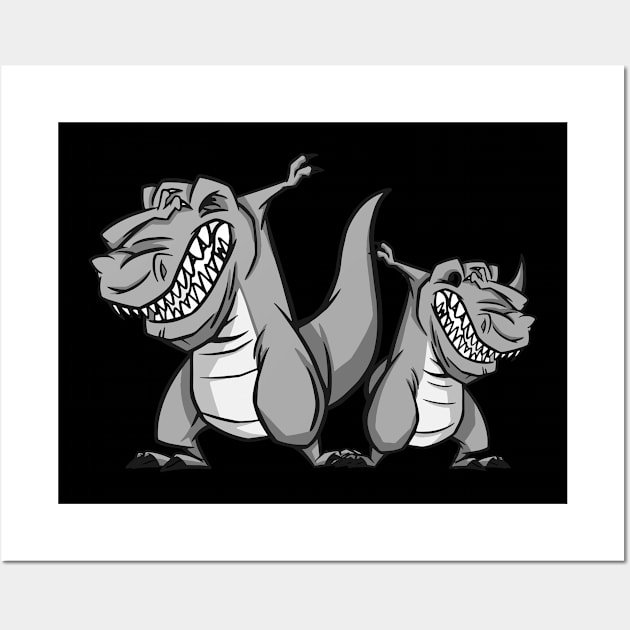 Dabbing T-Rex Matching Dinosaur - Family Dab Wall Art by PinkyTree